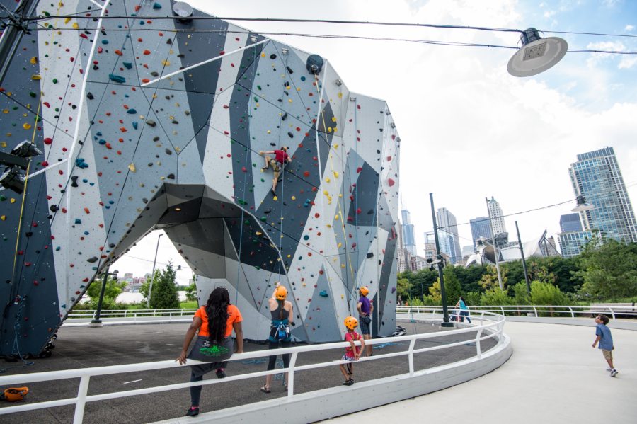 Rock climb at Maggie Daley Park