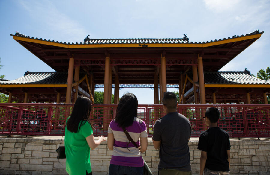 A pavilion at Ping Tom Park in Chinatown