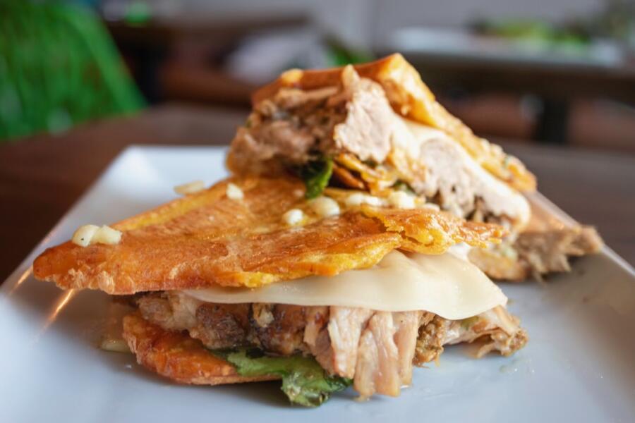 A jibarito de lechon from Marina's Bistro and Rum Bar