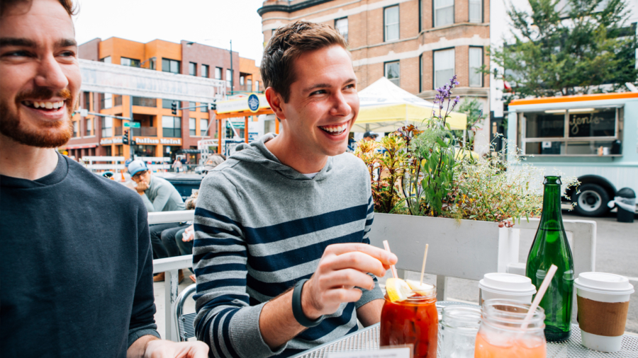 Guys at a Chicago brunch spot